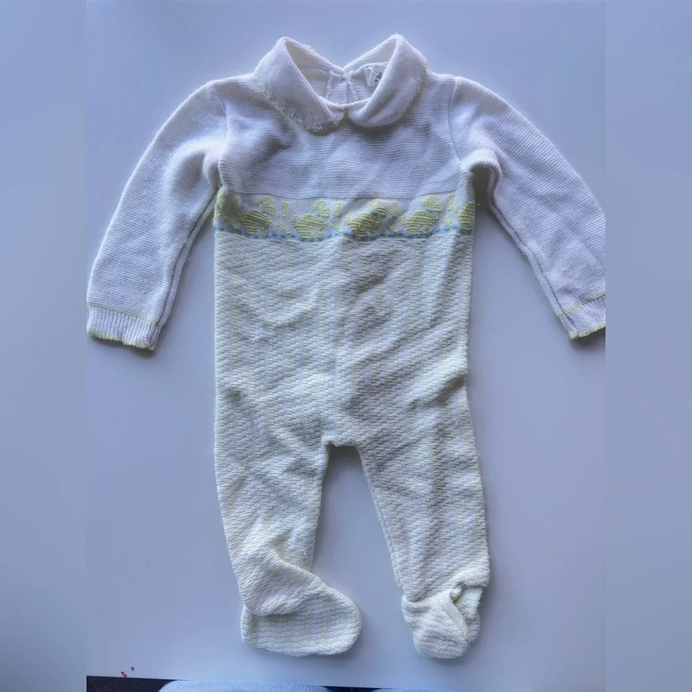 Vintage One Piece Newborn Sweater Romper Knit Dogs